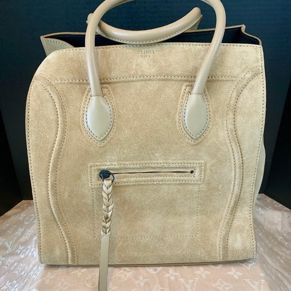 Celine Mini Luggage Tote In Beige Nubuck Calf Suede - Picture 2 of 7